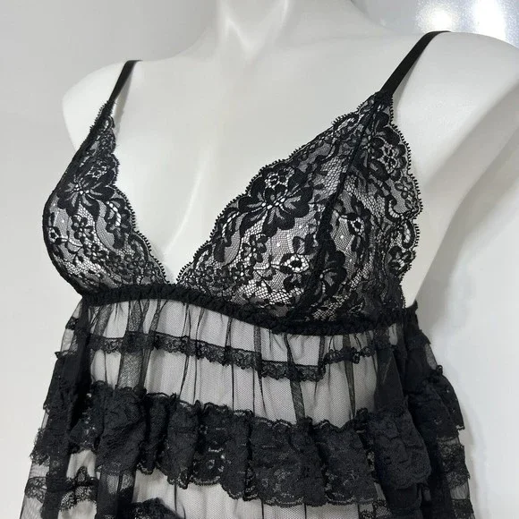 Victoria's Secret Sexy Ruffled Lace Lingerie Dress Mesh - Picture 6 of 11